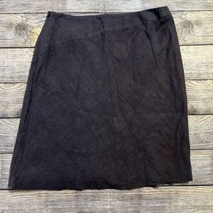 Giorgio Armani Vintage Gray Linen Rayon Silk Skirt Women's 14 Pocket Lined Italy
